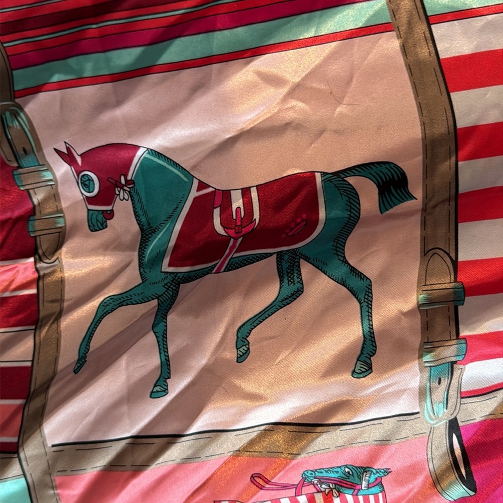 Pink and Blue Horse Scarf - Picture 3 of 3
